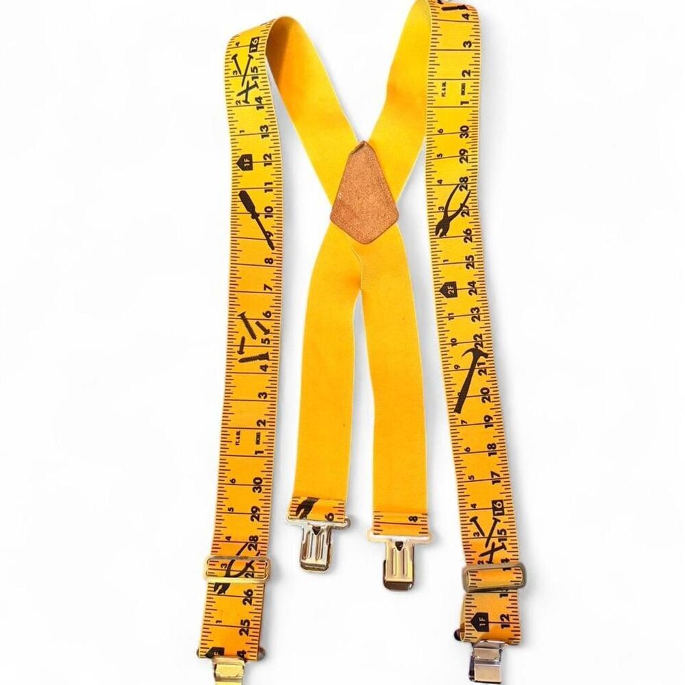 America’s Choice 2"Tape Measure Novelty Suspenders Yellow Adjustable Carpenter